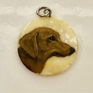 Dachshund pendant. Hand painted weiner dog pendant on shell. Dog necklace